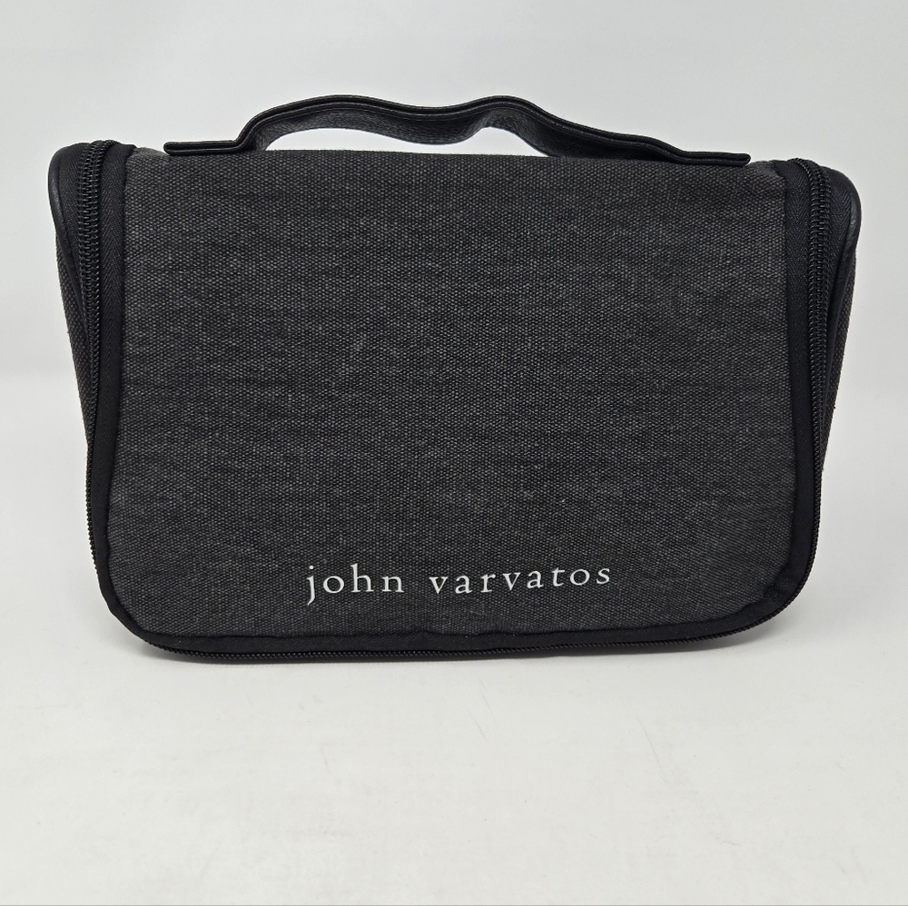 JOHN VARVATOS HANGING TOILETRY TRAVEL BAG BLACK & GREY MENSWEAR ACCESSORY NWOT